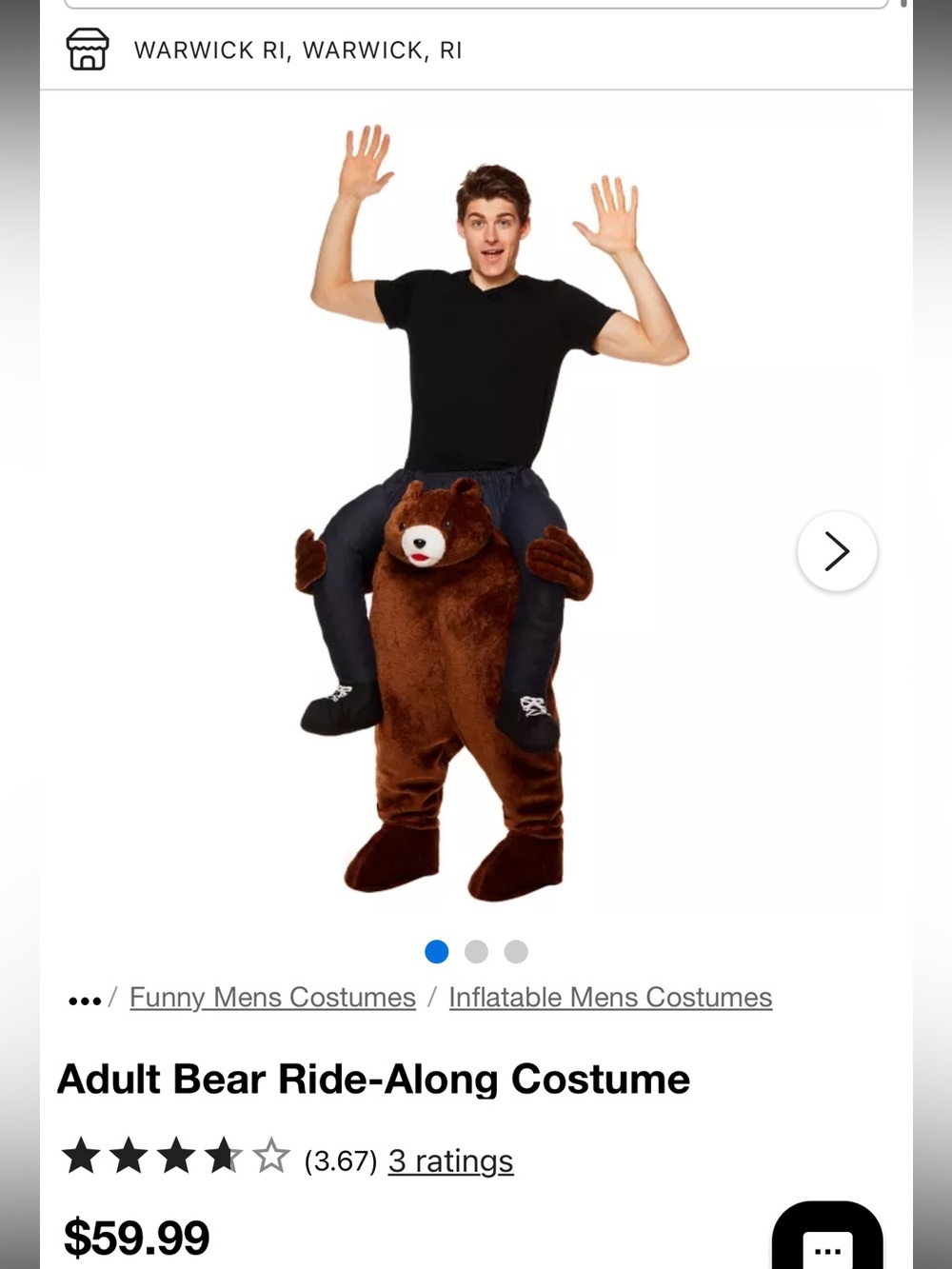 Spirit Halloween Adult Teddy Bear Piggyback Ride-Along Costume